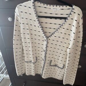 Size Small LaLavon Black/Cream Cardigan with Gold Buttons